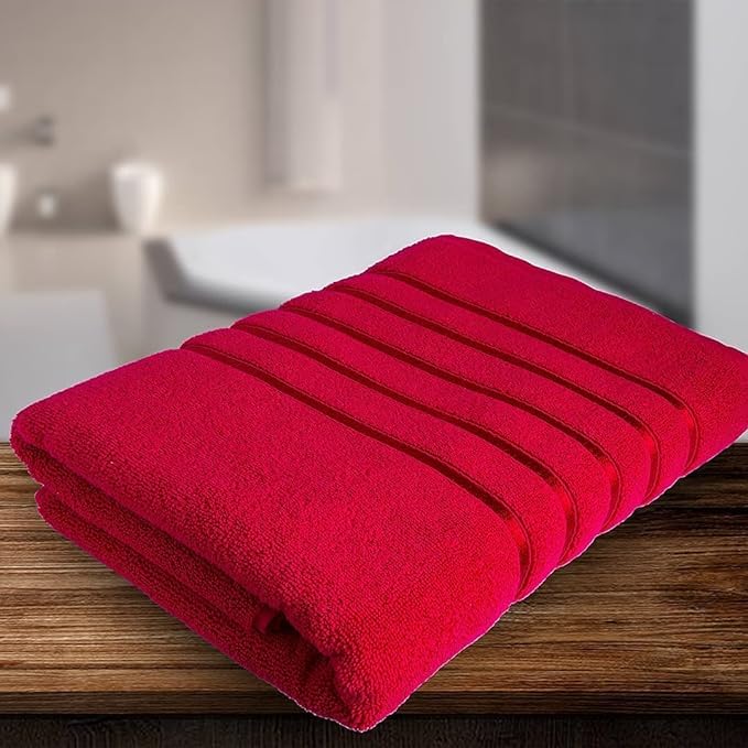 DRYHUG Towels for Bath Large Size Microfiber Towels for Bath Towel Set of 1 400 GSM 70 x 140 cm RED Bath Towels for Men Women Kids Perfect for Everyday Use - Image 1