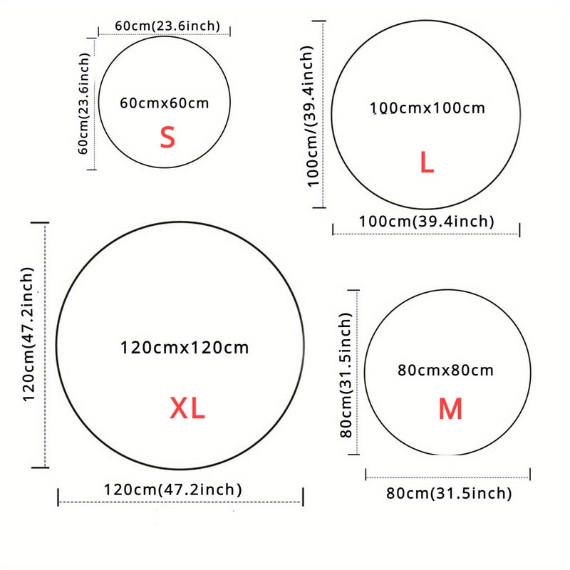 100x100cm Circular Non Slip Washable Floor Rug for Living Room Bathroom - Image 2