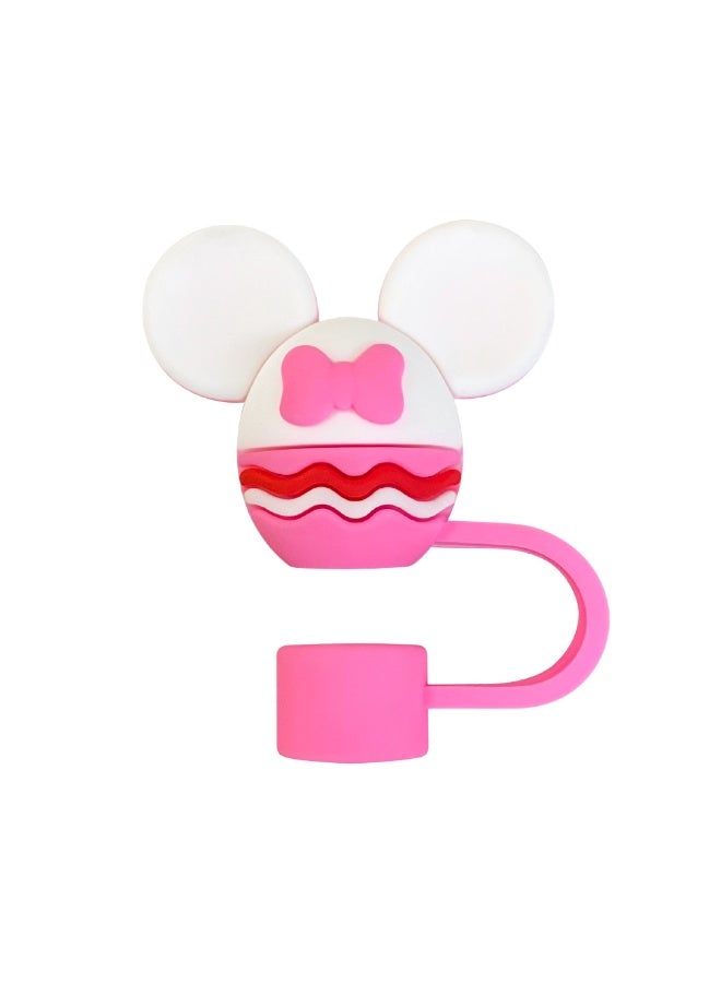 Cute Straw Caps, Silicone Straw Covers Cap Reusable Drinking Straw Topper Compatible, for Stanley Cups Accessories, Pink Mickey Straw Covers Cap Toppers