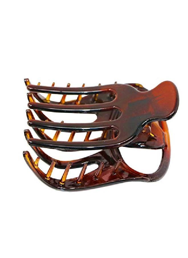 Parcelona French Curvy Oval Paw Tortoise Shell Brown 3” Cellulose Acetate Side Slide In Scoop Jaw Hair Claw Clip Clutcher For Women And Girls (Tortoise Shell Brown)  - Image 3