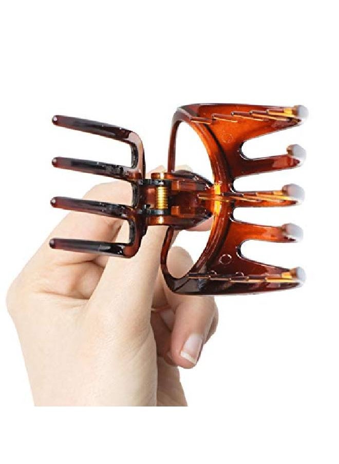 Parcelona French Curvy Oval Paw Tortoise Shell Brown 3” Cellulose Acetate Side Slide In Scoop Jaw Hair Claw Clip Clutcher For Women And Girls (Tortoise Shell Brown)  - Image 5