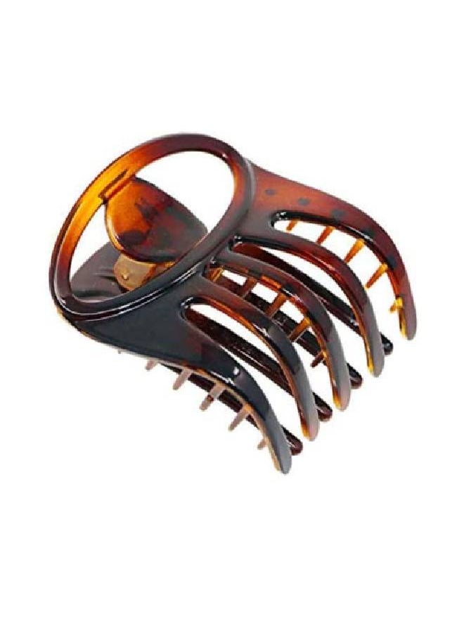 Parcelona French Curvy Oval Paw Tortoise Shell Brown 3” Cellulose Acetate Side Slide In Scoop Jaw Hair Claw Clip Clutcher For Women And Girls (Tortoise Shell Brown)  - Image 2