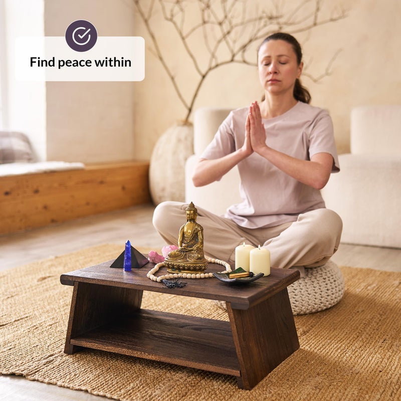 ODOXIA Floor Table for Tea Rituals | Altar Table for Meditation, Mindfulness & More | Low Japanese Floor Platform Chabudai Style | for Sitting On The Floor | Stable Wood Folding Design | Journaling - Image 2