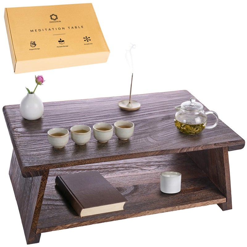 ODOXIA Floor Table for Tea Rituals | Altar Table for Meditation, Mindfulness & More | Low Japanese Floor Platform Chabudai Style | for Sitting On The Floor | Stable Wood Folding Design | Journaling - Image 1