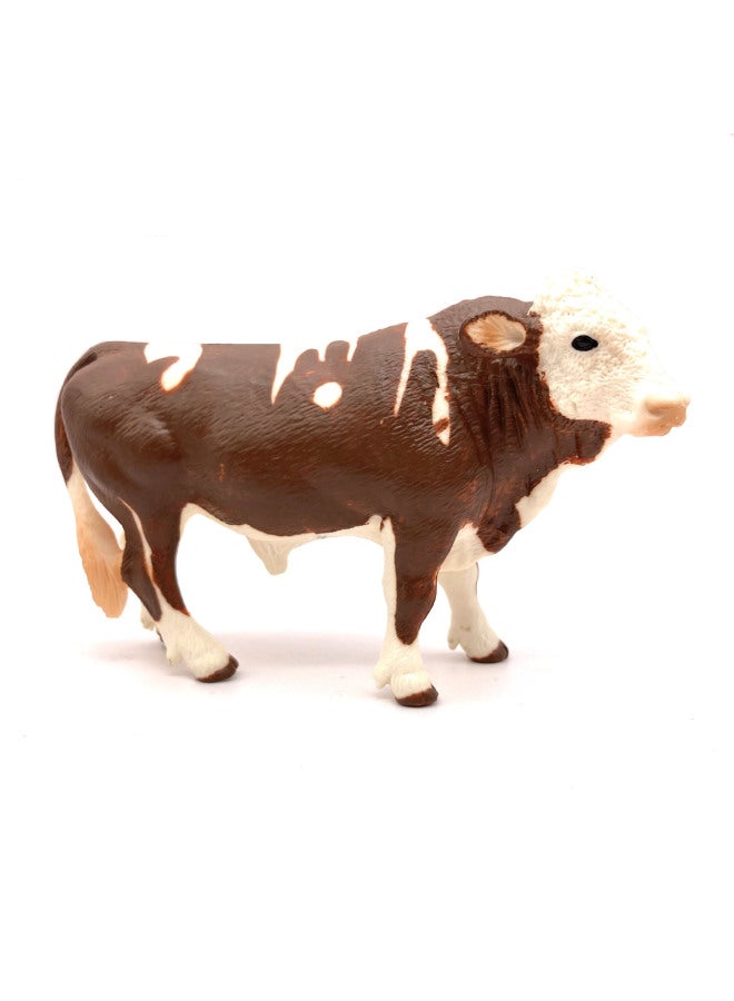 Children's Solid Animal Simulation Cow Model Set Bull Buffalo Yellow Cow Cow Model Toy Hand-held Ornaments-Color:Montbiillard Cows 127-360 - Image 1