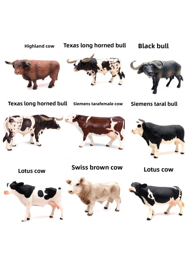 Children's Solid Animal Simulation Cow Model Set Bull Buffalo Yellow Cow Cow Model Toy Hand-held Ornaments-Color:Montbiillard Cows 127-360 - Image 2