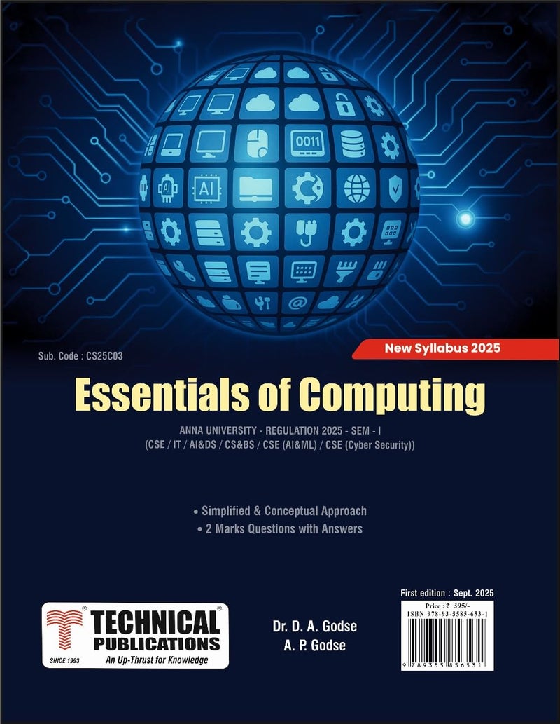 Essentials of Computing for BE Anna University R25 CBCS (SEM - I - CSE/IT/AI&DS/CS&BS/CSE(AI&ML)/CSE(Cyber Security) - CS25C03)