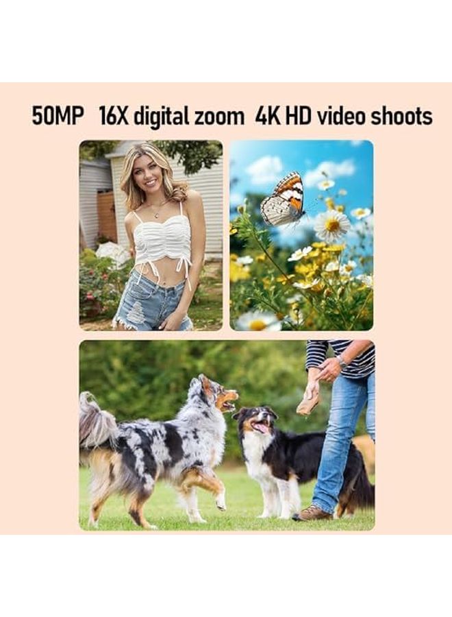 4K 50MP Digital Camera With 2.88 Inch Flip Screen 16X Zoom For Vlog Travel - Image 3