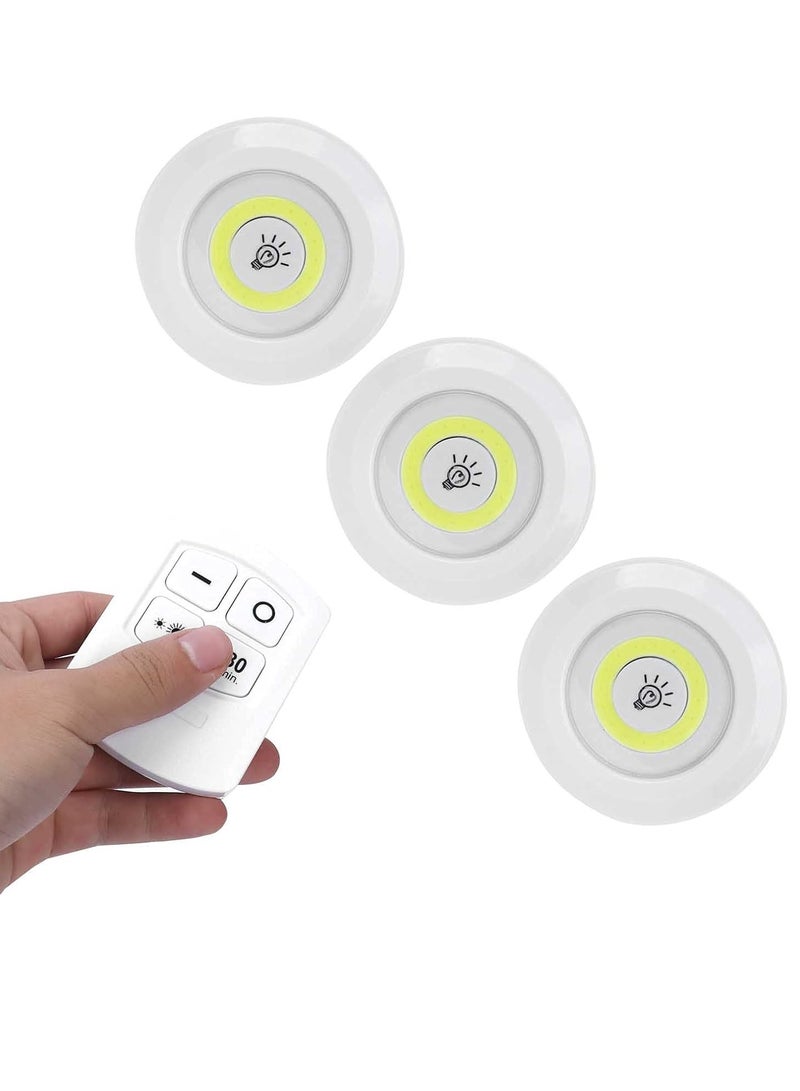 ELTRAZONE LED COB Night Light Set – 3 Pcs Battery Powered Wireless LED Disc Lamp with Remote Control, Dimmable, Adjustable Brightness, Wireless Night Lights for Bedroom, Hallway, Closet, and More - Image 3