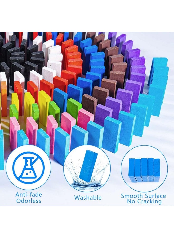 OBTANIM 600 Pcs Colorful Wooden Domino Blocks Set Domino Tile Bulk Building Racing Stacking Games Educational Toys For Kids Birthday Party Favor - Image 4