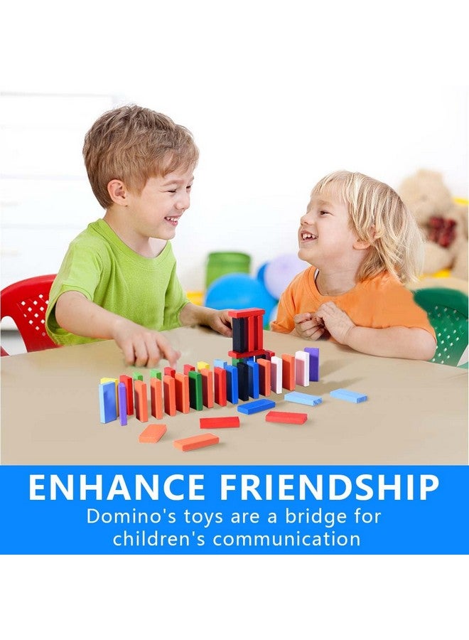 OBTANIM 600 Pcs Colorful Wooden Domino Blocks Set Domino Tile Bulk Building Racing Stacking Games Educational Toys For Kids Birthday Party Favor - Image 5