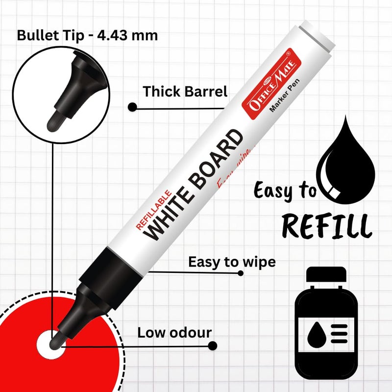 Office Mate Soni Officemate Whiteboard Combo (4 Whiteboard Markers + 4 Whiteboard Markers Ink) - Image 4