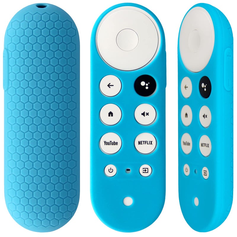 PINOWU 2pcs Remote Sleeve Compatible for Chromecast with Google TV Voice Remote, Pinowu Shockproof Silicone Cover for Google TV 2020 Voice Remote (Turquoise & Green) - Image 2