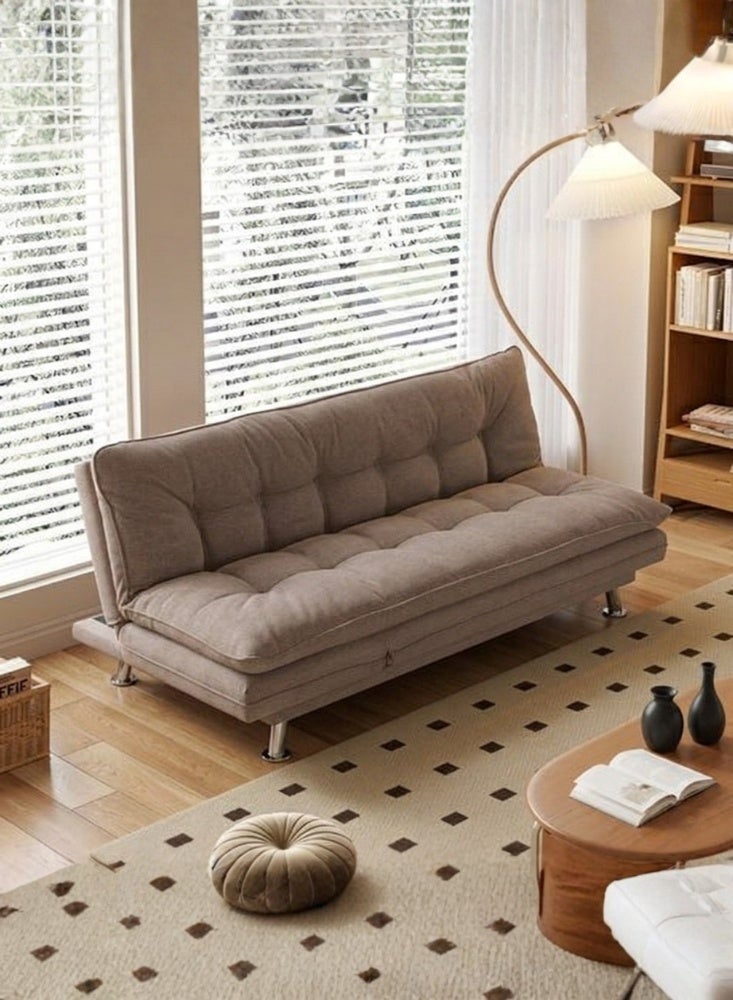 Karnak Amos 3 Seater Sofa Cum Bed Convertible Fabric Sleeper Sofa Space Saving Couch (Brown) - Image 1