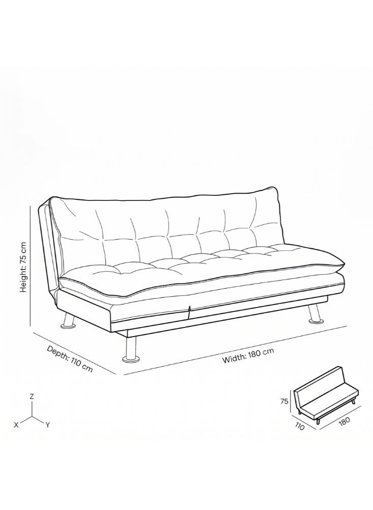 Karnak Amos 3 Seater Sofa Cum Bed Convertible Fabric Sleeper Sofa Space Saving Couch (Brown) - Image 3