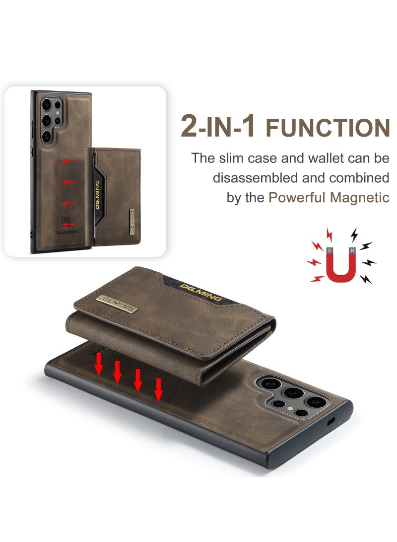 Dg مينغ تنطبق على سامسونج غالاكسي S24 ULTRA المحفظة القضية ، 2 في 1 انفصال بو الجلود الغطاء الخلفي المغناطيسي واقية ، الهاتف المحمول القضية مع بطاقة جيب سليم فليت كليب - Image 2