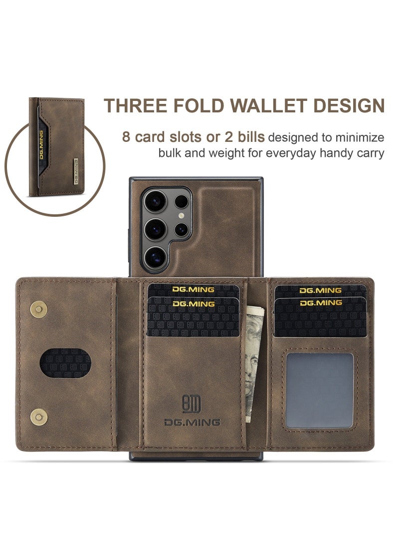 Dg مينغ تنطبق على سامسونج غالاكسي S24 ULTRA المحفظة القضية ، 2 في 1 انفصال بو الجلود الغطاء الخلفي المغناطيسي واقية ، الهاتف المحمول القضية مع بطاقة جيب سليم فليت كليب - Image 3