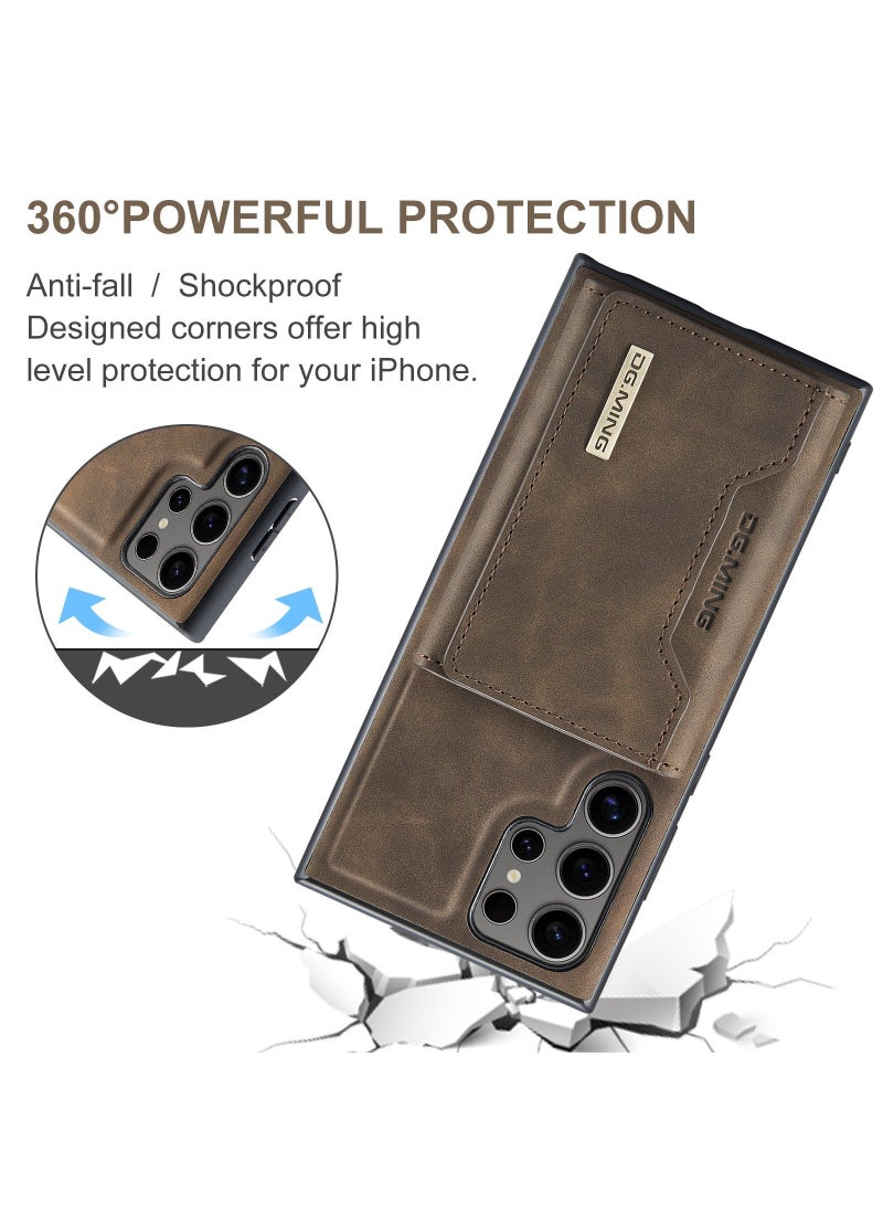 Dg مينغ تنطبق على سامسونج غالاكسي S24 ULTRA المحفظة القضية ، 2 في 1 انفصال بو الجلود الغطاء الخلفي المغناطيسي واقية ، الهاتف المحمول القضية مع بطاقة جيب سليم فليت كليب - Image 5