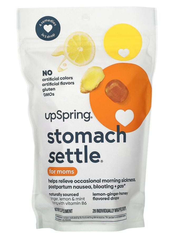 UpSpring Stomach Settle For Moms Lemon-Ginger-Honey 28 Individually Wrapped Drops