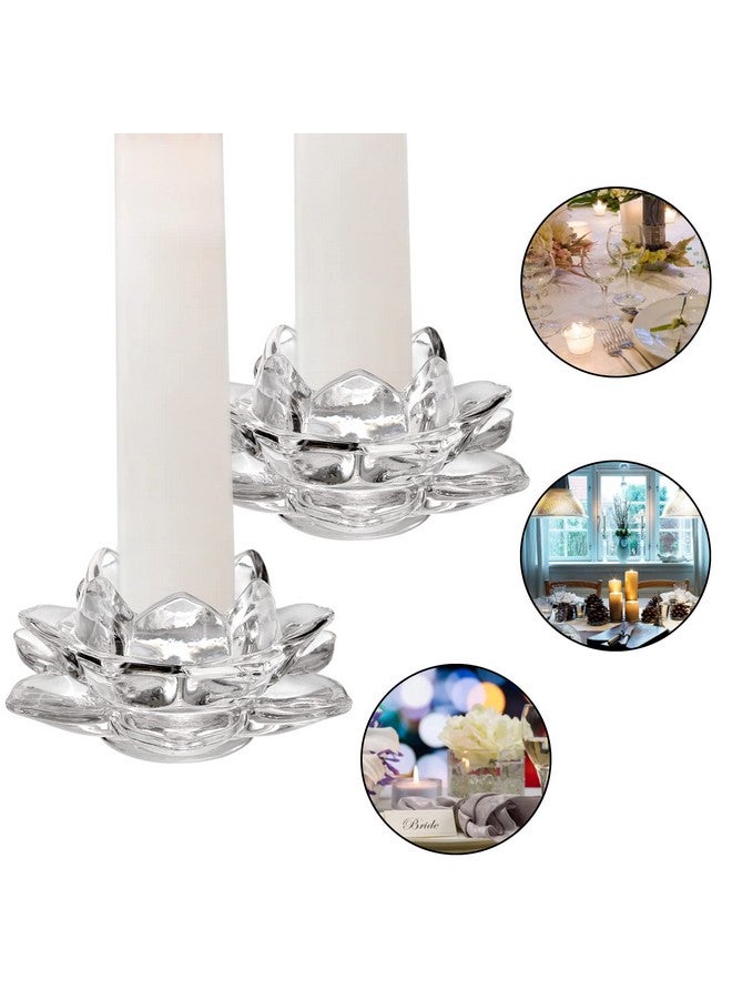 ZOOFOX ZOOFOX Set of 6 Crystal Tealight Candle Holder, Glass Votive Candle Holders, Lotus Tealight Candle Holder for Wedding Table Centerpieces, Party and Home Decor  - Image 4
