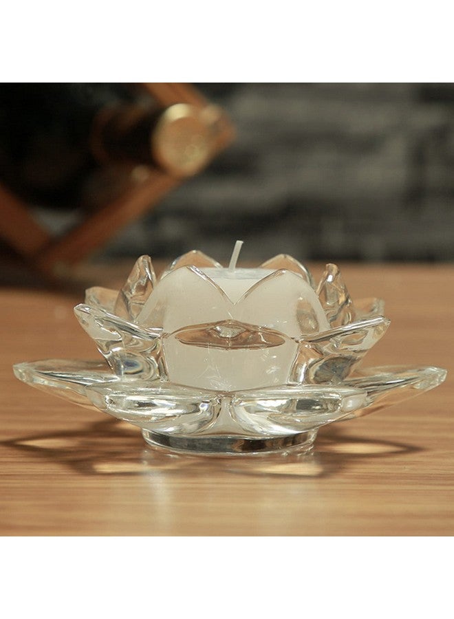ZOOFOX ZOOFOX Set of 6 Crystal Tealight Candle Holder, Glass Votive Candle Holders, Lotus Tealight Candle Holder for Wedding Table Centerpieces, Party and Home Decor  - Image 3