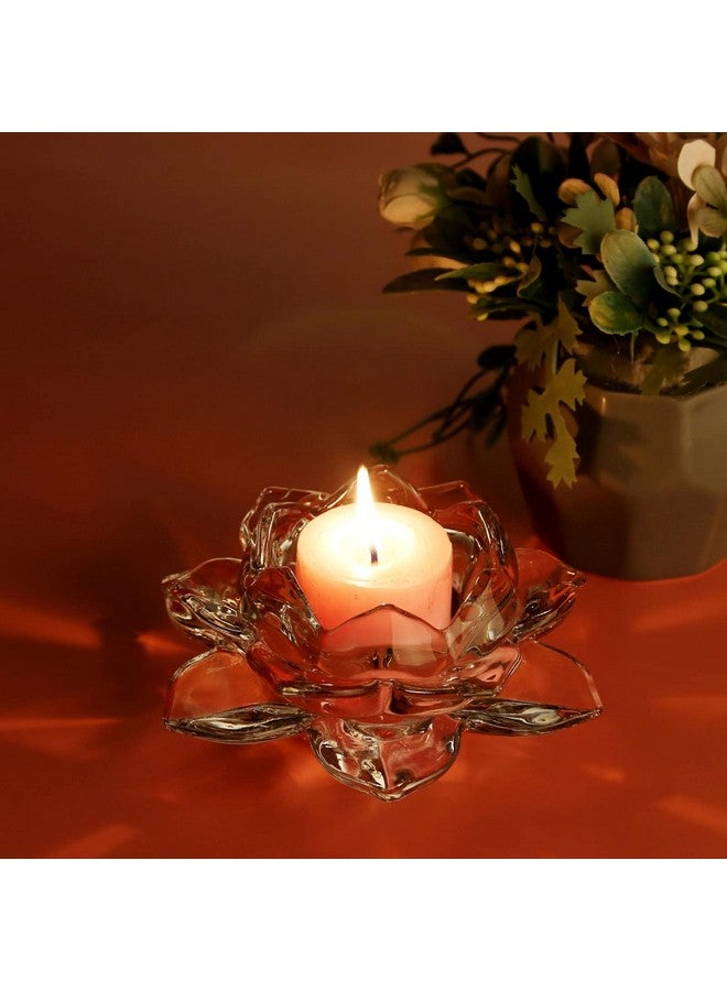 ZOOFOX ZOOFOX Set of 6 Crystal Tealight Candle Holder, Glass Votive Candle Holders, Lotus Tealight Candle Holder for Wedding Table Centerpieces, Party and Home Decor  - Image 5