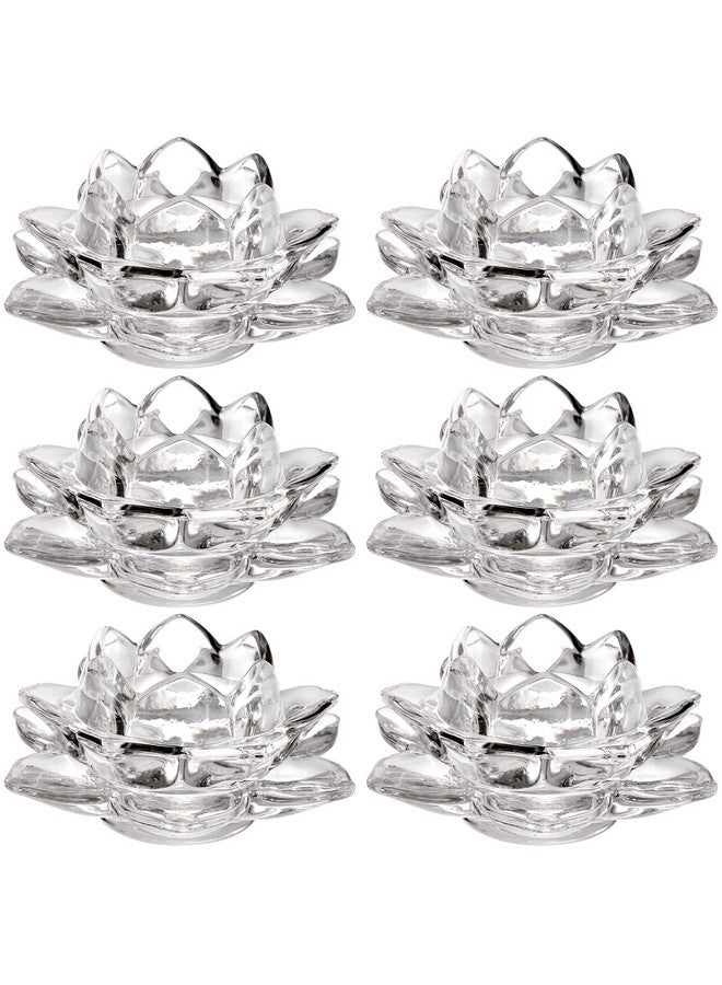 ZOOFOX ZOOFOX Set of 6 Crystal Tealight Candle Holder, Glass Votive Candle Holders, Lotus Tealight Candle Holder for Wedding Table Centerpieces, Party and Home Decor  - Image 1
