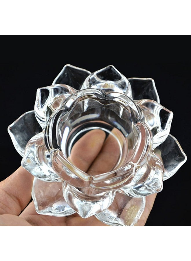 ZOOFOX ZOOFOX Set of 6 Crystal Tealight Candle Holder, Glass Votive Candle Holders, Lotus Tealight Candle Holder for Wedding Table Centerpieces, Party and Home Decor  - Image 2