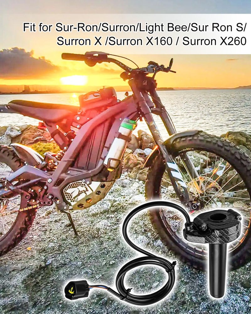 ULZOZN Throttle Handle Fit for Surron Sur-Ron Light Bee S X X160 X260 Electric Bike, Imitation Carbon Fiber Dirt Bike Electric Throttle Grips Quick Twister Cable Throttle Kit - Image 5