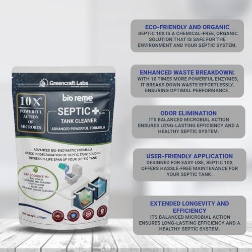 Bio Reme Septic Plus 10X Powerful Tank Cleaner Bacteria Degrades Human Waste & Food Waste Odour Removing Bacteria Powder Available in Pack of 2 (500 gm) - Image 4