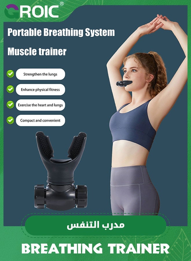 GROIC مدرب التنفس مع مقاومة قابلة للتعديل، جهاز تمارين الرئة المحمول مع حزام عنق قابل للفصل، مدرب مقاومة التنفس للتدريب اليومي على اللياقة البدنية - Image 2