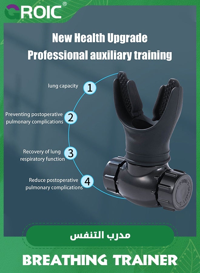 GROIC مدرب التنفس مع مقاومة قابلة للتعديل، جهاز تمارين الرئة المحمول مع حزام عنق قابل للفصل، مدرب مقاومة التنفس للتدريب اليومي على اللياقة البدنية - Image 4