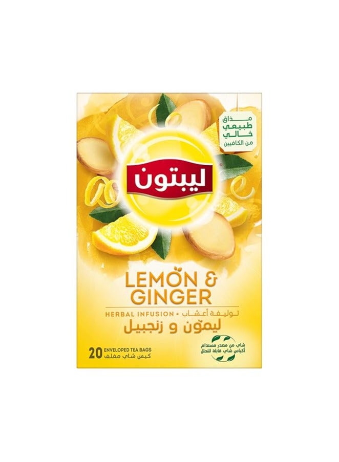Lemon & Ginger Flavored Herbal Infusion, 20 Bags