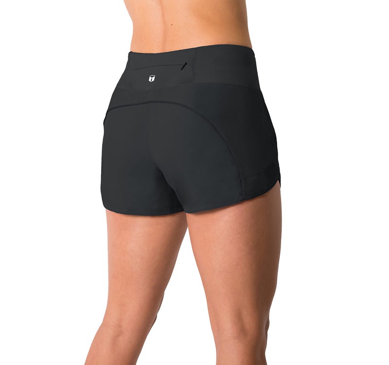 Tough Mode Womens 3" Lightweight Running WOD Volleyball Shorts Workout Mesh Liner Zip Pocket Black - Image 3