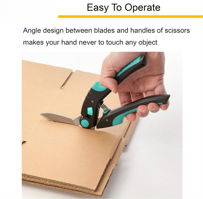 يُسلِّم مقص شديد التحمل، قاطع سجاد، مقص صناعي، متعدد الاستخدامات، مقص للسجاد والكرتون والجلد والتقليم والبستنة، مقبض ناعم احترافي من الفولاذ المقاوم للصدأ - Image 5