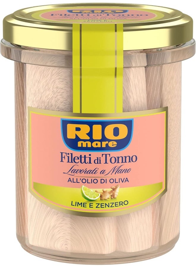 Rio Mare Tuna Fillets Prepared By Hand In Olive Oil With Lime And Ginger 130 G Jar