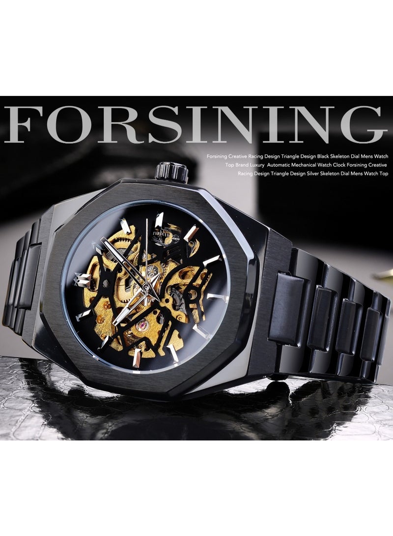 فورسينينج ساعة رجالية أوتوماتيكية أنيقة بتصميم هيكلي ميكانيكي، مثالية للعمل والمناسبات غير الرسمية - Image 4