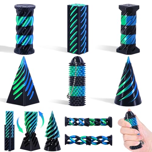 comwish Spiral Cone Fidget Toy Little Ouchies 3D Printed Fidget Toys for Stress Relief Focus Tool Impossible Cone Pyramid Passthrough Fidget Toy for Valentines Day Gifts for Kids and Adults - Image 1