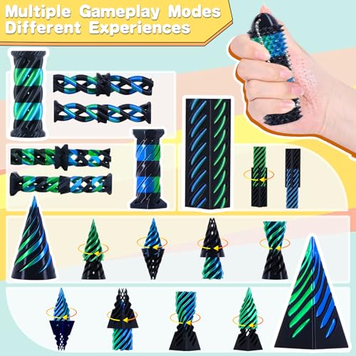 comwish Spiral Cone Fidget Toy Little Ouchies 3D Printed Fidget Toys for Stress Relief Focus Tool Impossible Cone Pyramid Passthrough Fidget Toy for Valentines Day Gifts for Kids and Adults - Image 5