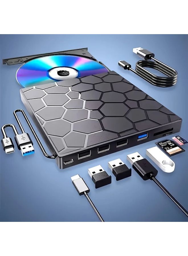External USB 3 0 DVD RW Burner Ultra Slim Portable CD Drive For Laptop PC Desktop Model A Black - Image 1