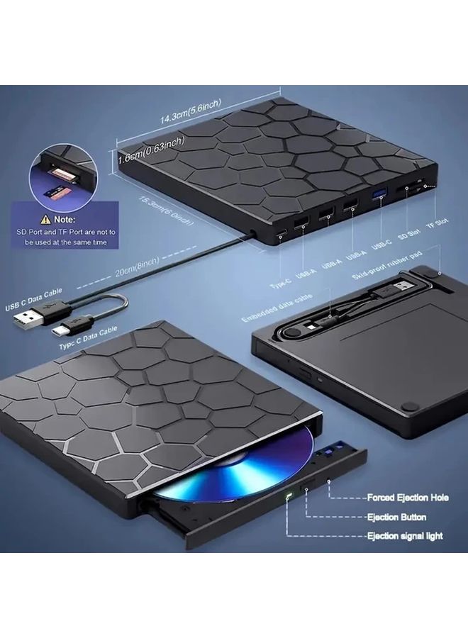 External USB 3 0 DVD RW Burner Ultra Slim Portable CD Drive For Laptop PC Desktop Model A Black - Image 3