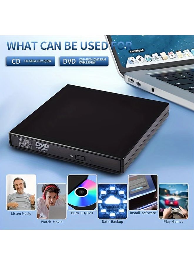 External USB 3 0 DVD RW Burner Ultra Slim Portable CD Drive For Laptop PC Desktop Model A Black - Image 4