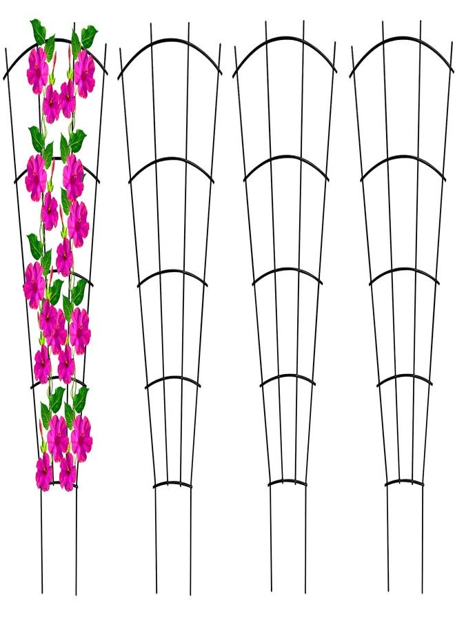 Mklsit 4 Pack 23'' Plant Trellis for Potted Climbing Plants Indoor, Outdoor Metal Garden Trellis for Climbing Plants Houseplants Flowers Vine Ivy, Fan Shape, Black - Image 1