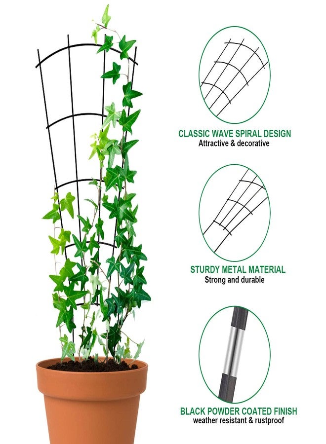 Mklsit 4 Pack 23'' Plant Trellis for Potted Climbing Plants Indoor, Outdoor Metal Garden Trellis for Climbing Plants Houseplants Flowers Vine Ivy, Fan Shape, Black - Image 4