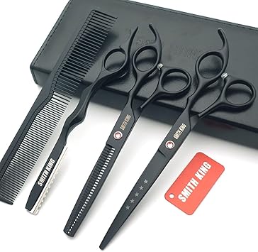 Smithking 70 inch Hair Scissors Set Hair Cutting Scissors thinning Scissors with Razor Combs in 1 Set Black - Image 1