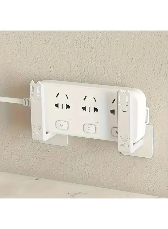 2pcs White No Drill Router Shelf Wall Mounted Modem Holder With Utility Hooks - Image 4