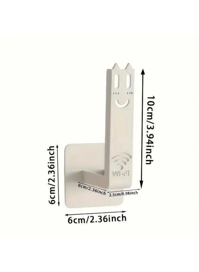 2pcs White No Drill Router Shelf Wall Mounted Modem Holder With Utility Hooks - Image 5