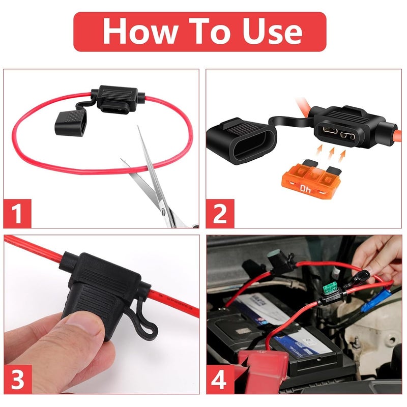 Voleleo 3 عبوة حامل للقواطع الكهربائية من نوع 14AWG بتصميم متداخل، مع 6 قواطع كهربائية قياسية من نوع Blade، من نوع ATC/ATO، وأسلاك نحاسية مطلية للاستخدام البحري؛ حامل للقواطع الكهربائية المخصص للسيارات والشاحنات والدراجات النارية والقوارب (3 قطع من كل نوع: 20A، 30A) - Image 2