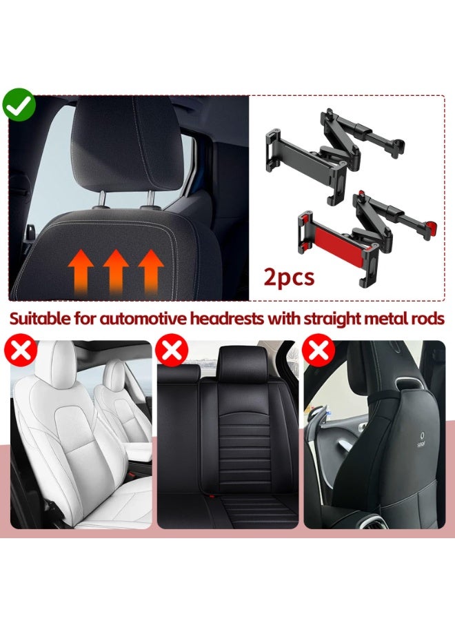 Car Headrest Tablet Stand, Foldable Rear Seat Stand For Ipad And Phone, 360 ° Adjustable Car Tablet Stand For 6.3-18.5 Inch Devices (Black red) - Image 4