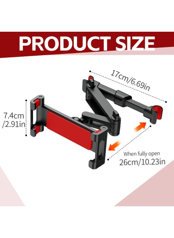 Car Headrest Tablet Stand, Foldable Rear Seat Stand For Ipad And Phone, 360 ° Adjustable Car Tablet Stand For 6.3-18.5 Inch Devices (Black red) - Image 5